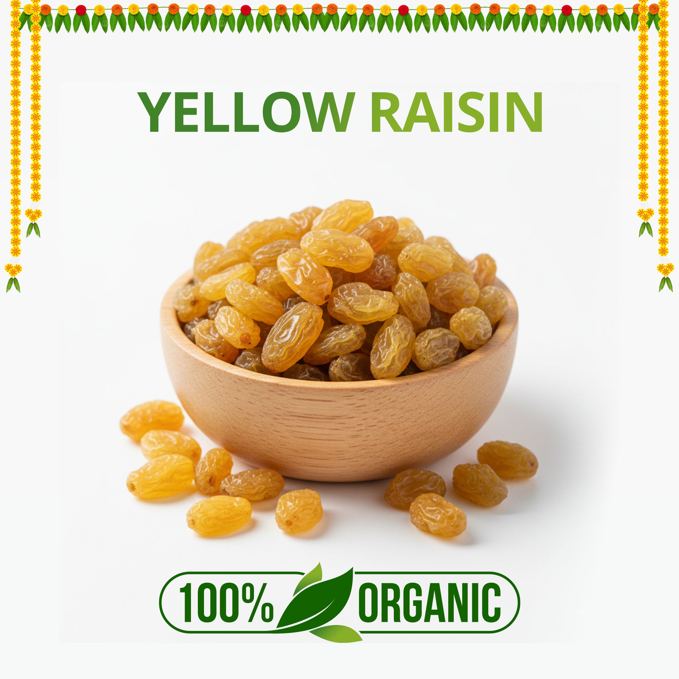 Premium Yellow Raisins – Sweet & Juicy Golden Kishmish | Iron Rich Dry Fruit